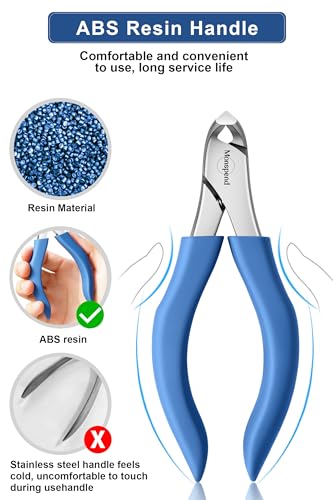 Toenail Clippers for Seniors Thick Toenails, Heavy-Duty Toenail Clippers, Adult Thick Toenail Long Handle,Aluminum Storage Box (Blue)