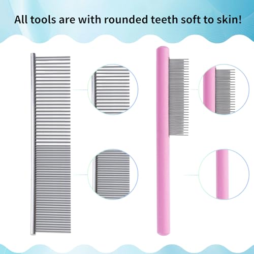 Pink Slicker Brush for Long Haired Dog Wooden Handle Coated Pins | Gently Grooming Slicker Brush, Ergonomic Wooden Handle, Long-Haired Dogs, Long Pins for Grooming Goldendoodles Poodles - color: Pink