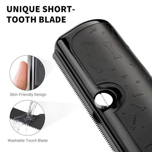Deshedding Dog Brush for Shedding, Black | For short and medium coats, replaceable metal blade, helps remove loose fur during home grooming - color: Black