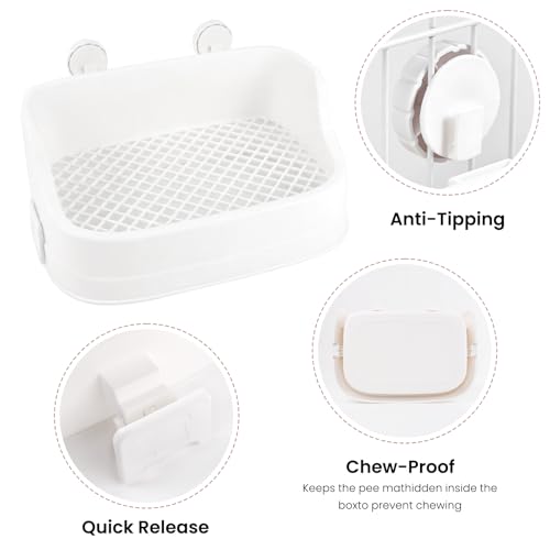 Rabbit Litter Box, Bunny Litter Box, Removable Top and Base, White | Removable Top and Bottom, Easy to Assemble and Clean, Suitable for Adult Rabbits, Guinea Pigs and Other Small Pets - color: White, size: 14" × 9.5" × 6"