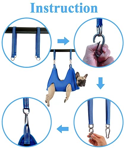 Kkiimatt 10 in 1 Pet Grooming Hammock Harness with Nail Clippers/Trimmer, Nail File, Comb,Dog Nail Hammock, Dog Grooming Sling for Nail Trimming/Clipping (XXL/Under 120lb, Blue) - color: Blue, size: XXL/Under 100 lb