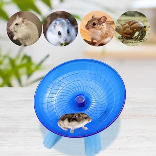 Litewood Small Hamster Wheel Hermit Crab Wheel Small Animal Flying Saucer Spinner Silent Running Exercise Toy Cage Tank Accessory for Dwarf Hamster Gerbil Mouse Rat Mice Hermit Crab (Blue) - color: BLUE
