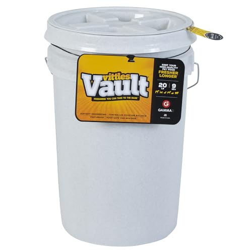 Gamma2 Vittles Vault Dog Food Storage Container, Up to 20 Pounds Dry Pet Food Storage, Made in USA | Made in USA, airtight seal keeps dry meals fresh and pests out, durable pantry bin for medium sized bags, easy scoop access - size: 20 Pound