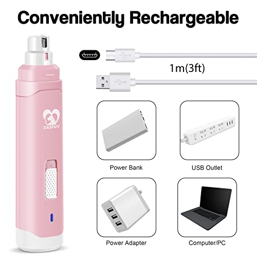 Casfuy Dog Nail Grinder Upgraded - Professional 2-Speed Whisper-Quiet Electric Pet Nail Trimmer Painless Paws Grooming & Smoothing for Small Medium Large Dogs & Cats - color: C-Pink