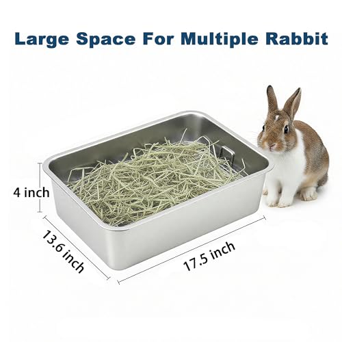 Stainless Steel Rabbit Litter Box,Bunny Litter Pan with Widened Grid,Toilet Tray,High Back Wall,Deep Waste Storage (Medium) - size: Medium