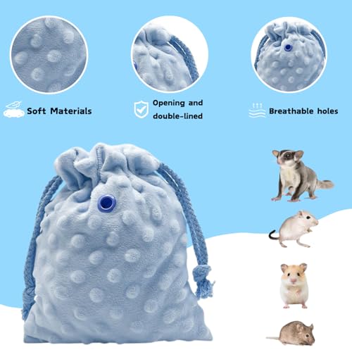 2 Pcs Sugar Glider Warm Bonding Sleeping Pouch Small Pet Cotton Hanging Comfortable Nest Bed for Sugar Glider, Hamster, Gerbil, Mouse, Pet Accessory (Pink+Blue)
