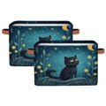 Cute Cat Storage Basket, Star Flower Foldable Storage Bin with Handle Fabric Rectangular Storage Box Organizer for Closet Shelf Home Office Nursery Toy Basket, 2 Pack - size: 2 Pack