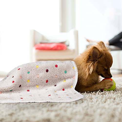 Dono 1 Pack 3 Dog Blankets, Soft Fluffy Fleece Pet Blanket Warm Sleep Mat Paw Print Design Puppy Kitten Throw Blanket Doggy Mat, Blanket for Dogs - color: White/Light Coffee/Pink, size: Small(23*16")