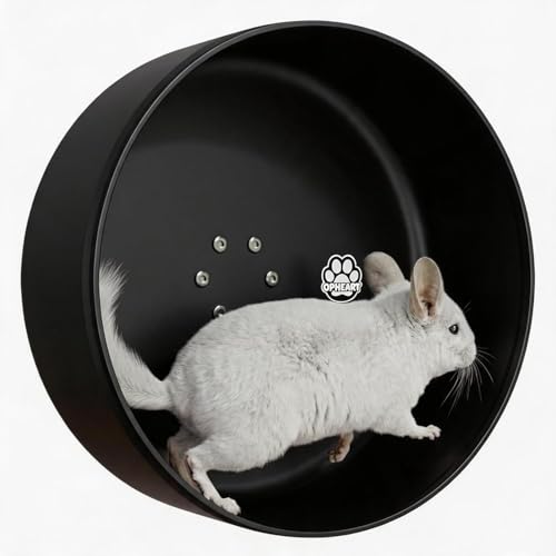 15" Silent Chinchilla Running Wheel, Aluminum Alloy Noiseless Exercise Wheel, Small Animal Running Wheel, Ultra Smooth Bearing, Large Comfort Wheel for Chinchilla, Hamster, Hedgehog & Small Pets,Black