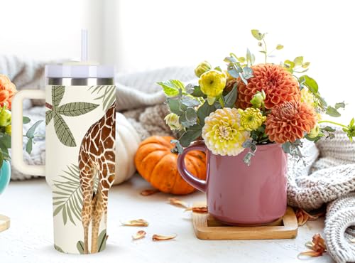 momocici 40oz Giraffe Tumbler with Handle Gifts for Women.Giraffe Lover Cups Tumbler Gifts for Women.40 oz Birthday Christmas Giraffe Cup Tumblers for Giraffes Lover. - style: Giraffe