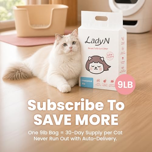 Lady N Tofu Cat Litter, Low Dust Compatible with Auto-Box Unscented 18lb | Mini-Pellet Shape, Strong Clumping, Ultra Absorbent, Activated Charcoal Odor Control - size: 9lb x 2bags
