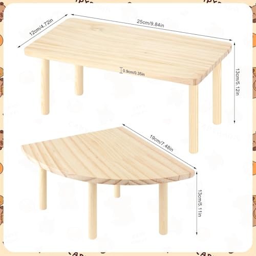 2 Sets Solid Wood Hamster Platform & Corner Platform, Small Pet Cage Accessories for Dwarf Syrian Hamsters Gerbils Mice Degus