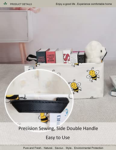 Rectangular Fabric Storage Bin, Foldable Bee print Basket | Damp-proof canvas with reinforced stitched handles.Great for clothes,books & sundries in closets,playrooms,laundry rooms. - color: Bee