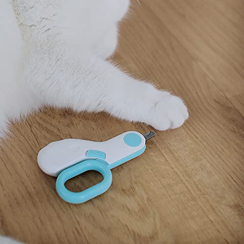 Leo's Paw Cat Nail Clipper with LED Light - Safe Cat Claw Trimmer & Clipper with Sharp Stainless Steel Blades and Childproof Lock - Suits Small Animals (Mint)