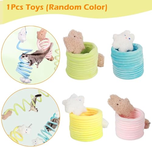 Sugar Glider Toys, Elastic Sugar Glider Climbing Ropes, Hanging Toys Sugar Glider Cage Accessories (2pcs Blue & Yellow) & (1pc Random Color)