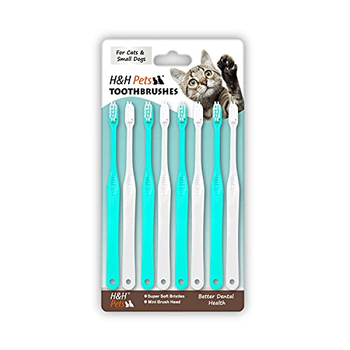 H&H Pets Toothbrush for Small Dogs & Cats - Soft and Extra Small Toothbrush Designed for Cats, Puppies, and XS Breed Dogs Like Teacups, Chihuahuas, Yorkshire, and Poodle, 8 Count Pack - size: 8 Count (Pack of 1)