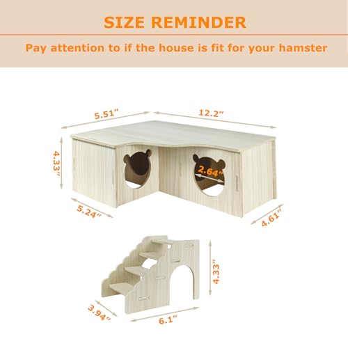 Multi-Chamber Wooden Hamster Hideouts Cages Accessories House Maze Hut Wood Habitats Decor Tunnel Exploring Toys for Syrian Dwarf Gerbils Mice Lemmings Small Animals