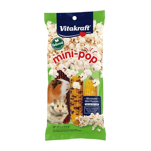 Vitakraft Mini-Pop Treat for Small Animals 6 oz – All-Natural Single-Ingredient Snack - Serve Popped or Unpopped – Enrichment, Chewing, Fun, Natural Teeth Wear – Rabbit, Hamster, Gerbil, Guinea Pig - size: 6 Ounce (Pack of 1)