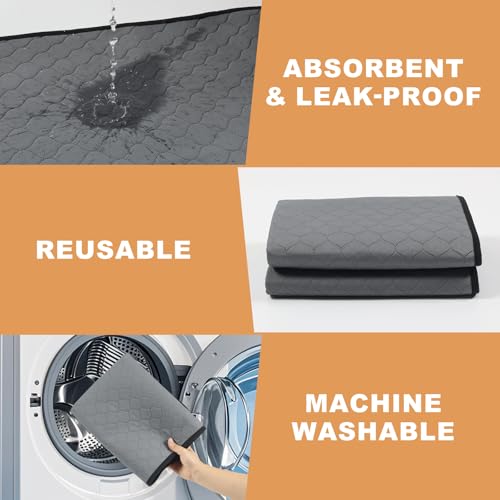 2 Pack Guinea Pig Cage Liners, Washable Guinea Pig Pee Pads Waterproof Reusable & Anti Slip Guinea Pig Bedding Fast and Super Absorbent Pee Pad Tarp Bottom for Small Animals (Dark Grey 24" X 47") - color: Leaves - Deep Grey, size: 24x47 Inch (Pack of 2)