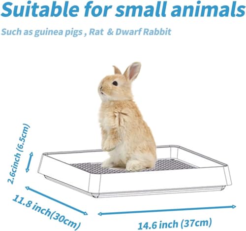 PODOO Rabbit Litter Box – Training Potty Tray for Guinea Pig & Small Pets · Spacious Grid Pan with Low Entrance, Easy-Clean & Odor-Resistant—Helps Keep a Clean Cage and Reduce Mess - size: 2Pcs x Medium