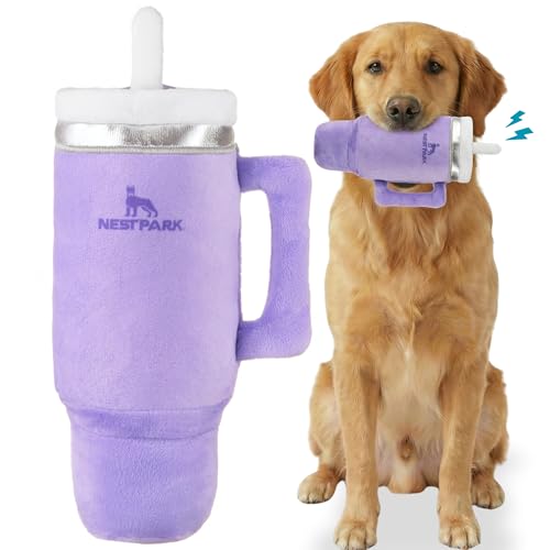 Nestpark Tumbler Cup Funny Dog Toy - Parody Plush Squeaky Crinkle Dog Toy (Orchid Purple) - color: Orchid Purple