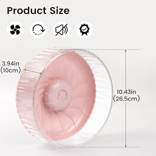 10 inch Silent Hamster Wheel, Stand-Free Cage Spinner, Large Size, Pink | Large Size, Stand-Free Cage Installation, Smooth-Rotating Exercise Wheel for Syrian Hamsters and Gerbils - color: Pink Without Stand, size: 10in