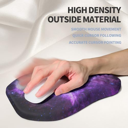 Ergonomic Raised Mouse Pad Wrist Support with Bilateral Slope Memory Foam Mousepad for Wrist Rest and Carpal Tunnel Pain Relief 11.8x7.9〃Galaxy - color: Galaxy