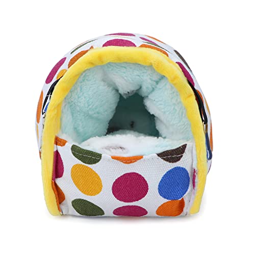 Wontee Hamster Bed Hideout Sugar Glider Hammock Small Animal Warm Bed House for Hamsters Hedgehogs Sugar Glider Gerbils Mice (Medium, Colorful Dots) - color: Colorful Dots, size: Medium