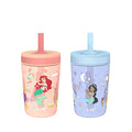 Zak Designs Disney Princess Kelso Toddler Cups For Travel or Home, 15oz 2-Pack Plastic Sippy Cups, Leak-Proof For Kids (Ariel, Aurora, Belle, Cinderella, Jasmine, Mulan, Rapunzel, Tiana) | BPA Free, Plastic, Sippy Cups, Cup Holder Friendly, Dishwasher Saf