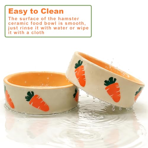 kathson 2 Pcs Hamtser Food Bowl, Guinea Pig Food Bowls, Ceramic Pet Bowl Small Animals Anti-Turning Water Bowls for Bunny Chinchilla Rat Hedgehog (S) - size: S