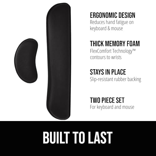 GORILLA GRIP Silky Memory Foam Wrist Rest for Computer Keyboard, Mouse, Ergonomic Design for Typing Pain Relief, Desk Pads Support Hand and Arm, Mousepad Rests, Stain Resistant, 2 Piece Pad, Black - color: Black, size: Set of 2 (Keyboard Rest + Mouse Rest