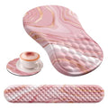 HAOCOO Ergonomic Keyboard Wrist Rest & Mouse Pad Set, Rose Gold Pink | Memory Foam Wrist Support, Ergonomic Keyboard Rest, Smooth Mouse Pad Surface, Non-Slip PU Base, Matching Coaster Set - color: Marble Rose Gold Pink Fluid