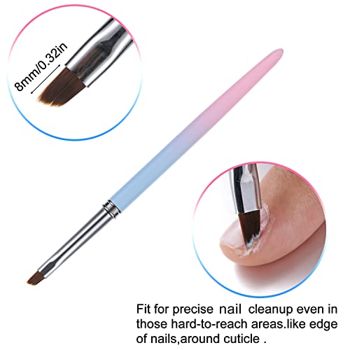 Nail Art Clean Up Brushes,Nail Brushes for Cleaning Polish Mistakes on the Cuticles, Acetone Resistant Nail Brush, Fingernail Cleaning Brushes for Nail Art and Designs (2 Pcs Round&Angled) | Clean Up Brushes with Round and Angled Tips for Polish Mistakes,