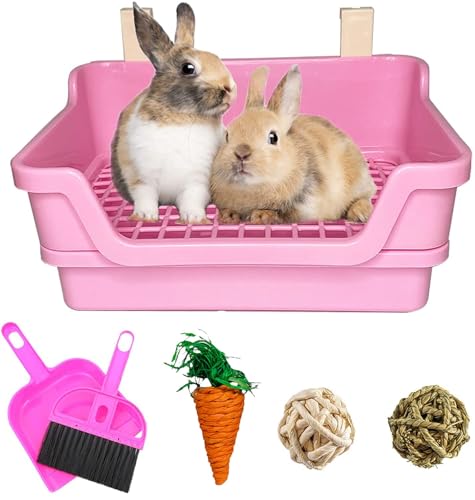kathson Extra Large Rabbit Litter Box Trainer Rabbit Toilet Small Animal Potty Bunny Litter Pan Box for Adult Guinea Pig Rats Chinchilla Ferret Galesaur (Pink) - color: Pink
