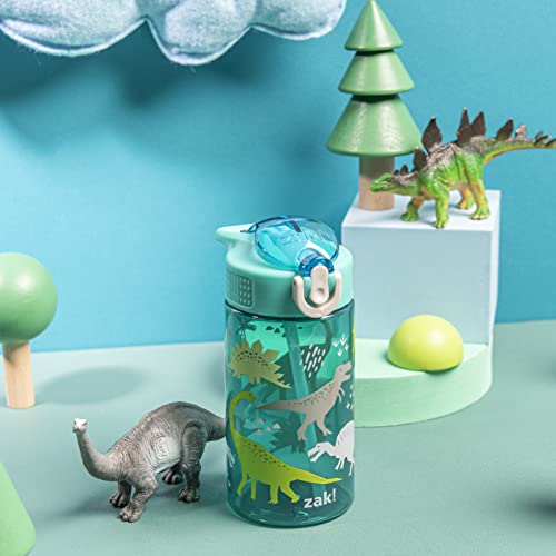 Zak Designs Dinosaur 16oz Leak-Proof Straw Kids Water Bottle, Plastic - color: Dinosaur, size: 16 Ounces