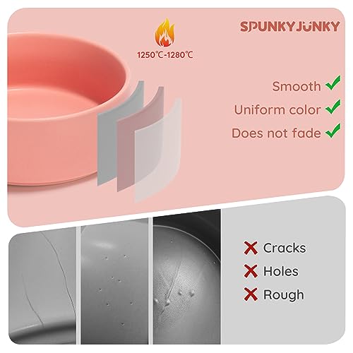SPUNKYJUNKY 13.5OZ Ceramic Dog and Cat Bowl, Modern Cute Weighted Food Water Bowl for Replacement Pink (1 Pack) - color: Pink, size: 1.7 CUPS