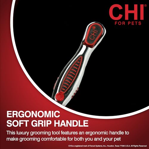 CHI for Dogs Double Sided Pin and Bristle Grooming Brush, 2 in 1 Dog Grooming Brush for Detangling and Smoothing Coats, Removes Loose Hair and Light Tangles, Ergonomic Handle | Detangling and smoothing formula, removes loose hair and light tangles, ergono