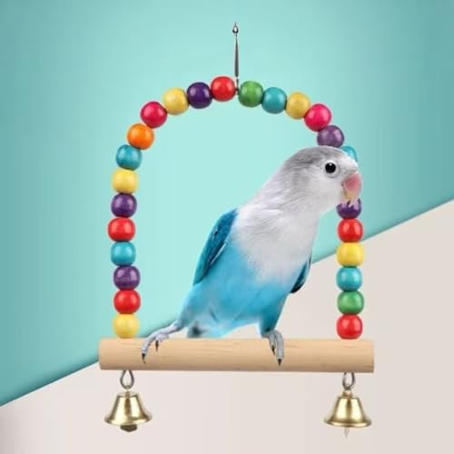 Bird Perch Swing Toy, Bird Stand Toys for Parrots with 360° Spin Function, Hanging Parakeet Birds Cage Accessories Toys, Wooden Birds Activity Gym for Cockatiel Lovebird Budgies