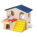 Hypeety Wooden Hamster House Maze Villa Cage for Dwarf Hamsters Gerbils Small Pets Exercise Climbing Toy Platform Multi-Level Hideout 6.1x2.95x5.9inch Blue - color: Blue
