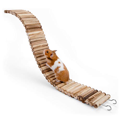 Niteangel Hamster Suspension Bridge Toy: 25.6" x 3.15" Flexible & Bendable | Enhances Coordination & Balance Long Climbing Wooden Ladder for Hamsters Mice Gerbils Sugar Glider Rat and Other Small Animal - size: 25.6L x 3.15W