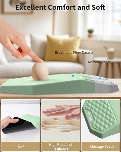 Ergonomic Mouse Pad Wrist Rest Support for Carpal Tunnel Pain Relief | Massage Design Mousepad, Memory Foam, Non-Slip PU Base for Computer Desk, Green - color: Green