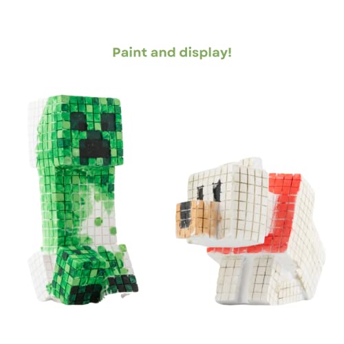 Minecraft Paint Your Own Figurines Craft Kit for Kids, 2 Ceramic Figures | Minecraft Wolf & Creeper Painting Art Set, 6 Paints, 2 Brushes, DIY Arts & Crafts, Paint Set, Coloring for Kids - style: Minecraft: Creeper and the Wolf