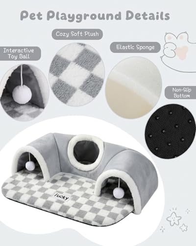 Extra Large Guinea Pig Hideout Tunnel, 22Lx16Wx5H Inches, Grey | Pet Tunnel for Dwarf Rabbits, Bunny, Chinchillas, Hamsters, Hedgehogs, Ferrets. Small Animal Tubes & Tunnels. Eay Assembly - color: Grey