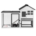 Rabbit Hutch Indoor Outdoor Expandable Bunny Cage 51.6" - Wooden Chicken Coop Small Animal Enclosure with Run for Guinea Pig, Chinchilla, Ferret, Hamster(Black) - color: Black
