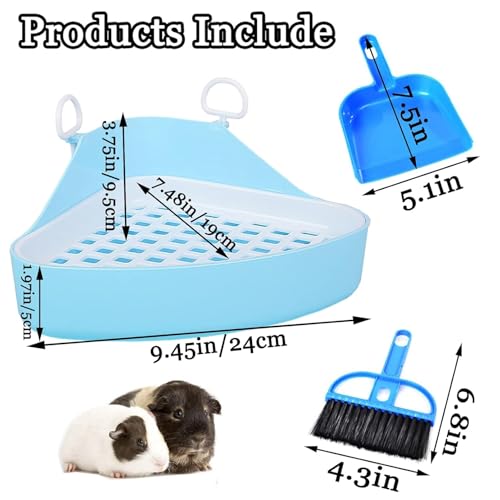 Hamiledyi Guinea Pig Potty Trainer Corner, Small Animals Triangle Plastic Litter Box, Bedding Litter Box Pee Pan Tray Toilet for Hamster Gerbil Bunny Ferret Chinchilla Hedgehog (Blue) - color: Blue