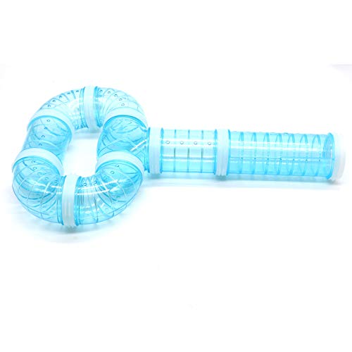 8 Pack Transparent Curved Pipe Pet Cage Tunnel Set - DIY Creative Connection Tunnel External Sports Tube for Mouse, Hamster, Rat and Other Small Animals - color: Blue