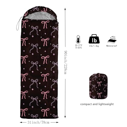 QOOMO Camping Sleeping Bags,3 Season Warm & Cool Weather,Lightweight,Waterproof Sleeping Bags for Adults & Kids,Traveling,and Outdoors,Camping Gear Equipment - color: Bow 18