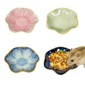 Kathson Ceramic Hamster Food Bowl, Guinea Pig Food Bowls,Rats Anti-Turning Feeding Dish,Small Animals Water Drinking Bowls for Squirrel, Chinchilla, Hedgehog, Gerbil, Dwarf Syrian (4 pcs Lotus Leaf) - size: 4Pcs Lotus Leaf