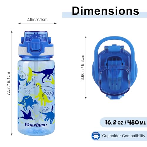 Kids Water Bottle for School, 16 Oz Plastic Water Bottle, 1 Pack | Silicone Spout, Pop-Up Cover, BPA Free & Dishwasher Safe, Dinosaur - color: Dinosaur, size: 16.2 Ounces