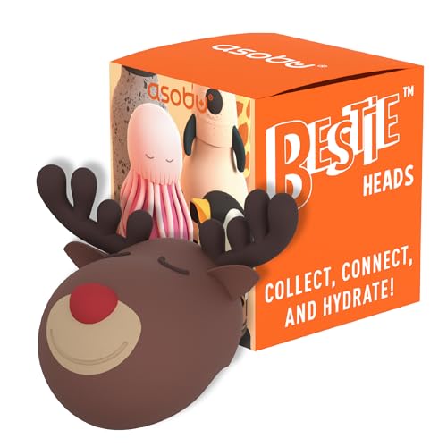 Bestie Replacement Head, Detachable Soft Silicone Character Topper, Straw | Fits the 16 oz Insulated Bottle, Easy to Swap & Clean, BPA Free - color: Reindeer Replacement Head